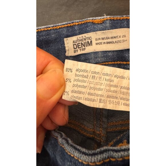 2/$30 ZARA Size 6 Authentic Denim TRF Womens Mid-Rise Distressed Skinny Jeans - Picture 6 of 14